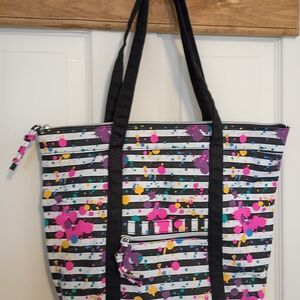 Splatter Print Tote Bag with Black Straps